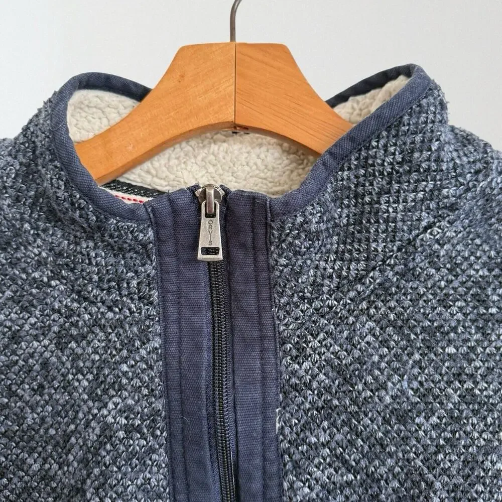 Orvis Sherpa Fleece Lined 1/4 Zip Pullover‎ Sweater Sweatshirt Mens L Navy Blue